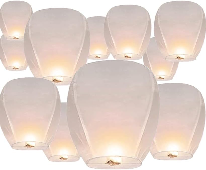 11 Packs Paper Lanterns for White, to Coordinate Paper Lanterns for Celebrations of Family, Weddings, Birthdays, Memorials, Parties.